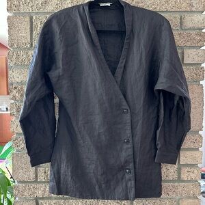 Vintage black linen mini dress